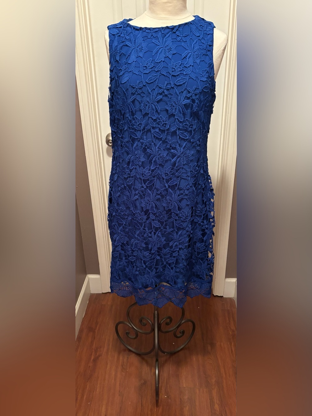 Ralph Lauren Cobalt Blue Floral Lace Mini Dress